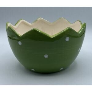 Bowl Planter Candy Dish Design Pac Hand wash Only No Micro Green White China 6"